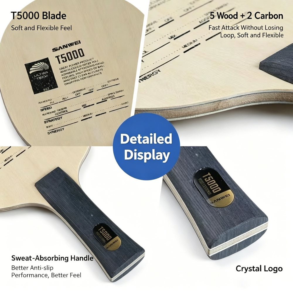 Original SANWEI T5000 5 Wood A - đánh giá và giá Table Tennis Xiom